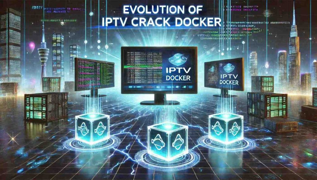 A visual guide representing IPTV evolution with Docker setup for seamless streaming 