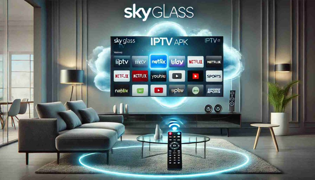 Sky Glass IPTV APK interface with live streaming options