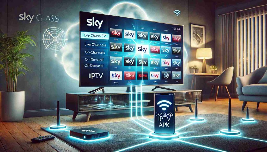 Sky Glass IPTV APK interface with live streaming options